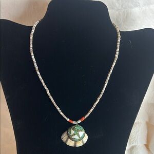 Handcrafted Shell Pendant Beaded Necklace